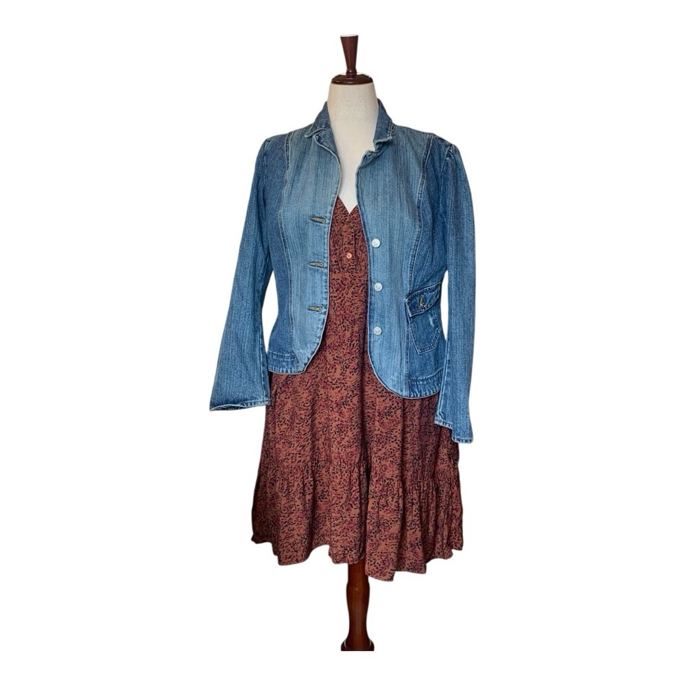 Terra & Sky Long Sleeve Rust Pleated DressTiered Babydoll Style SZ 1X 16-18 - Picture 5 of 14